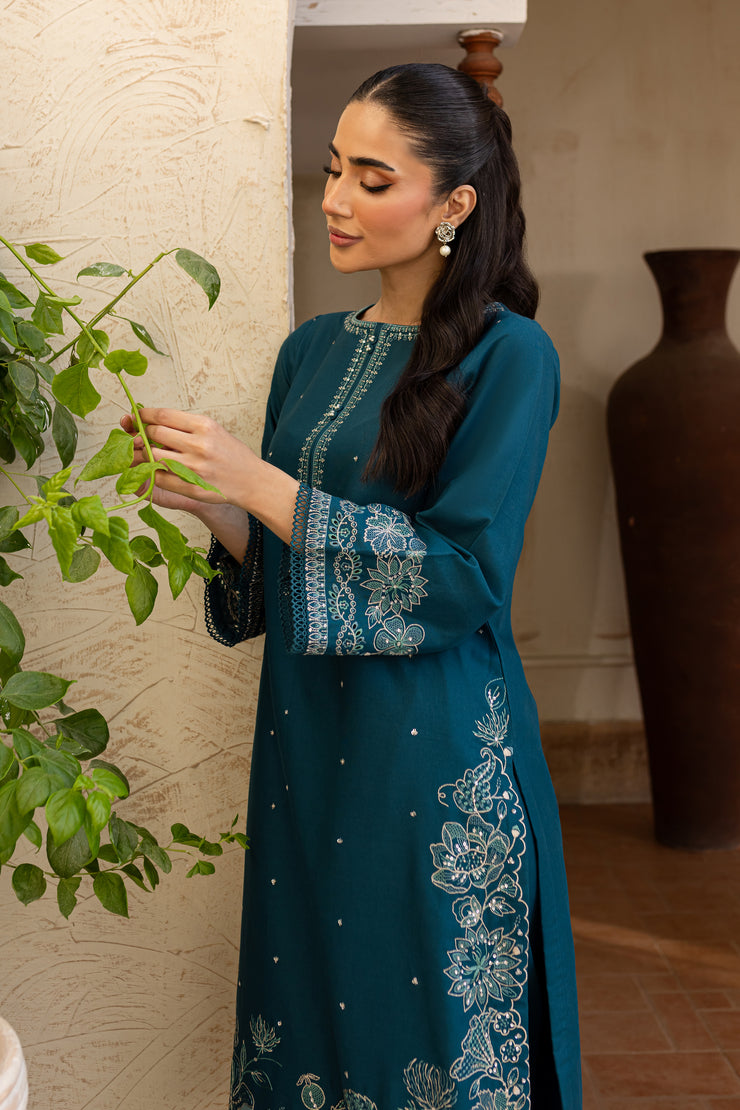 Jensen 2Pc - Embroidered Khaddar Dress