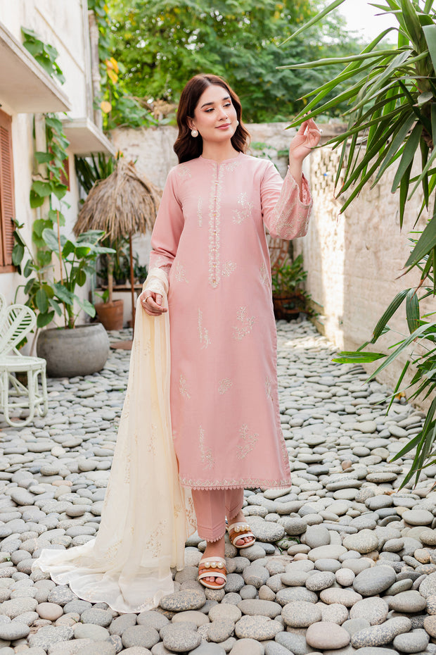 Turkish Rose 3Pc - Embroidered Khaddar Dress