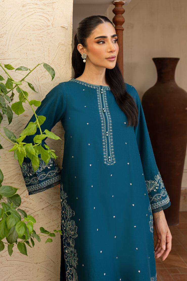 Jensen 2Pc - Embroidered Khaddar Dress