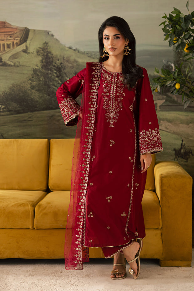 Maroon Haze 3Pc - Embroidered Lawn Pret