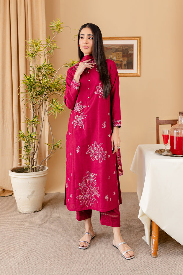 Lilly 3Pc - Embroidered Karandi Dress