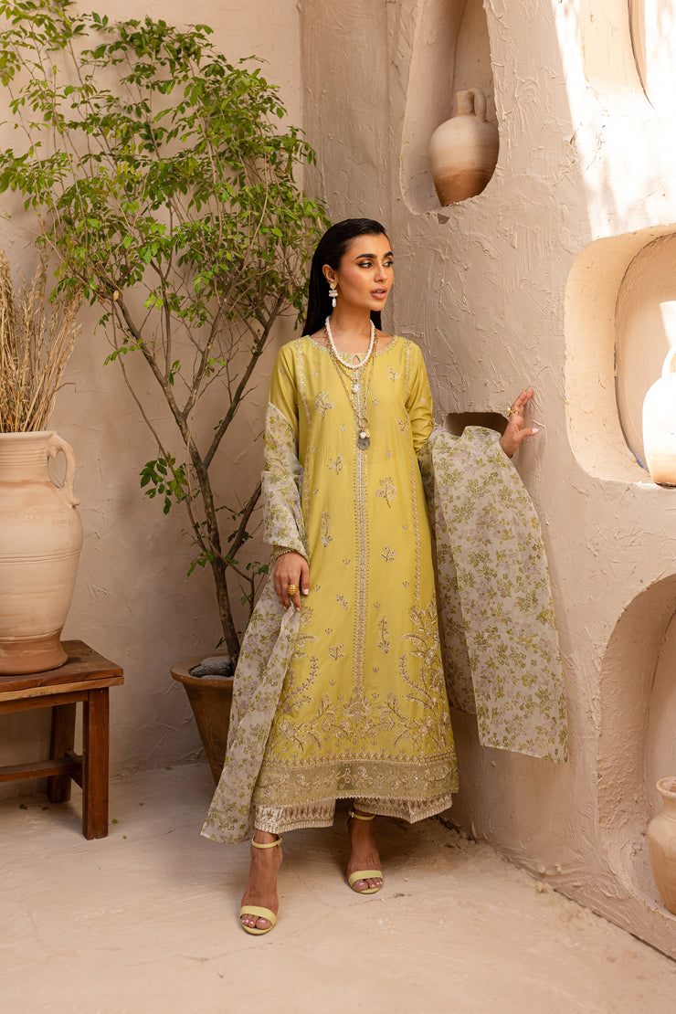 Green Naqsh 3Pc - Embroidered Luxe PRET