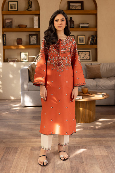 Royal Rust 2Pc - Embroidered Khaddar Dress