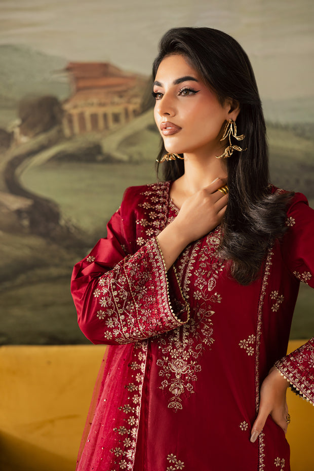 Maroon Haze 3Pc - Embroidered Lawn Pret