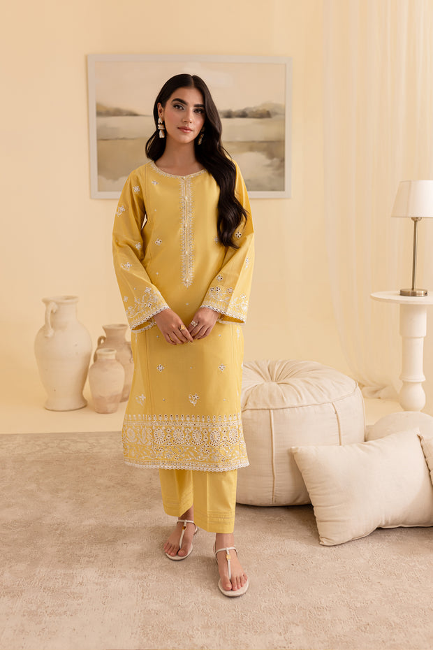 Lime Stone 2Pc - Embroidered Lawn Dress