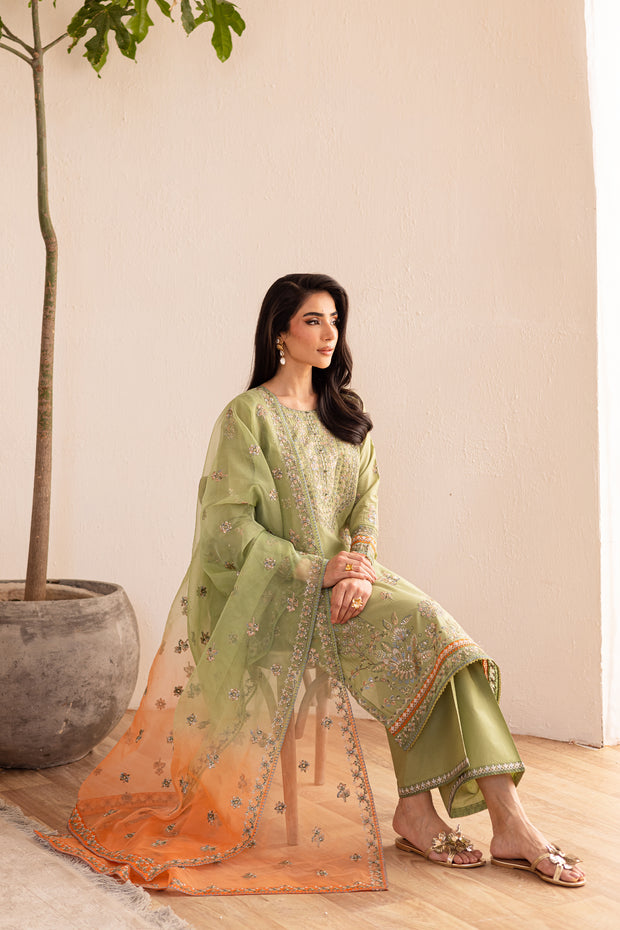 Citrus Glow 3Pc - Embroidered Solid Dress