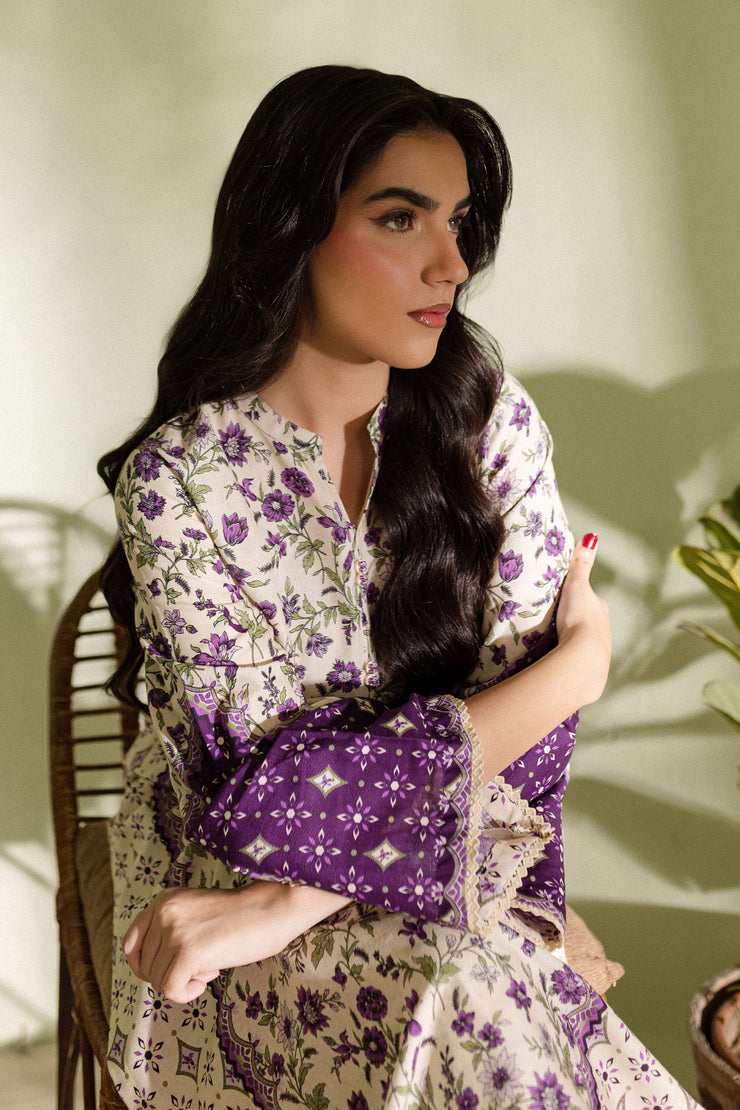 Cyber Grape 2Pc - Printed Khaddar Dress