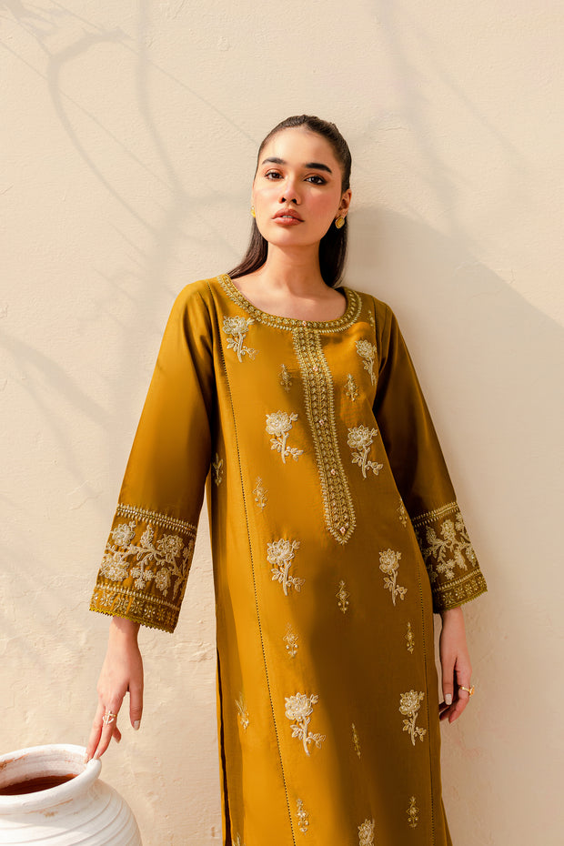 Olive 2Pc - Embroidered Khaddar Dress