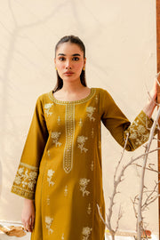 Olive 2Pc - Embroidered Khaddar Dress