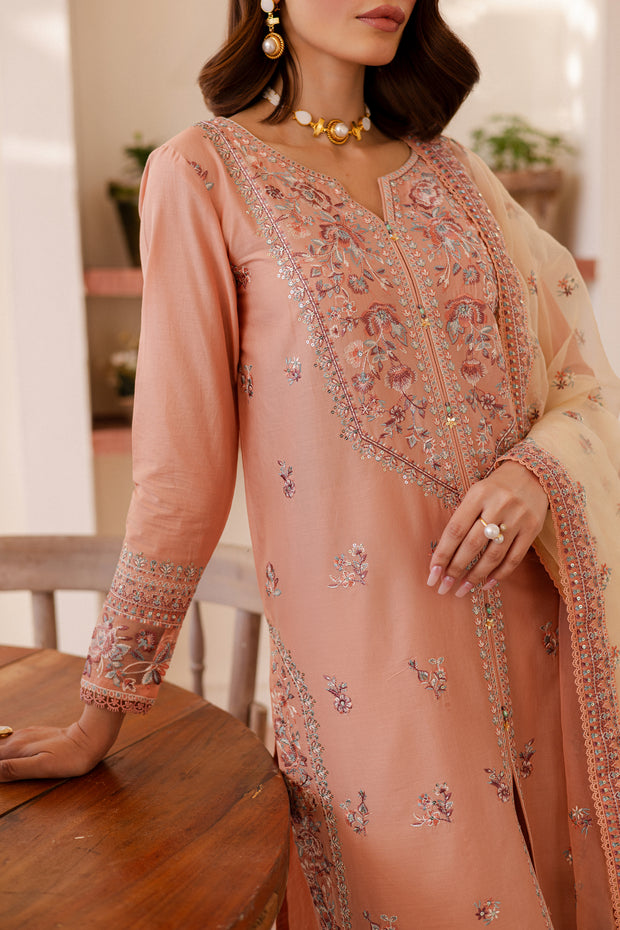 Peachie 3Pc - Embroidered Lawn Dress