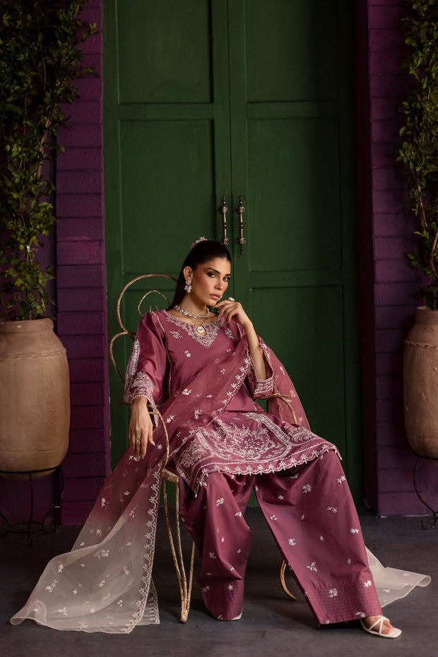 Siara 3Pc - Embroidered Solid Dress