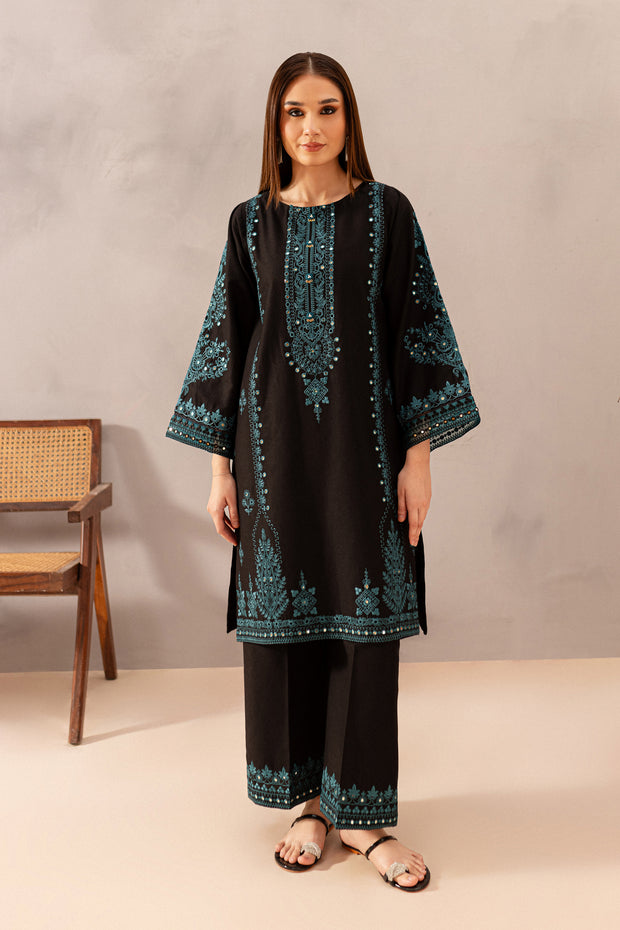 Misha Black 2Pc - Embroidered Karandi Dress