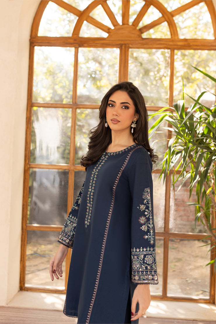 Ocean Bay 2Pc - Embroidered Khaddar Dress