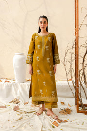 Olive 2Pc - Embroidered Khaddar Dress