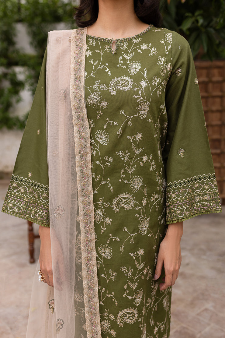 Lubana 3pc - Embroidered Khaddar Dress