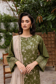 Lubana 3pc - Embroidered Khaddar Dress