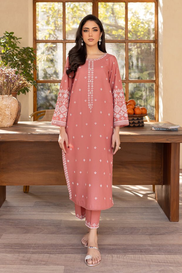 Coral Jasper 2Pc - Embroidered Khaddar Dress