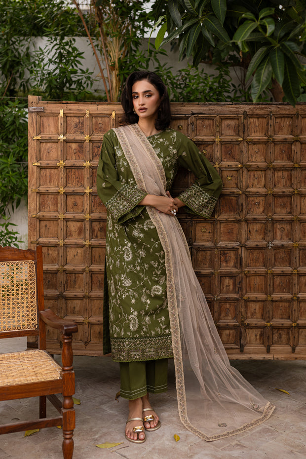 Lubana 3pc - Embroidered Khaddar Dress