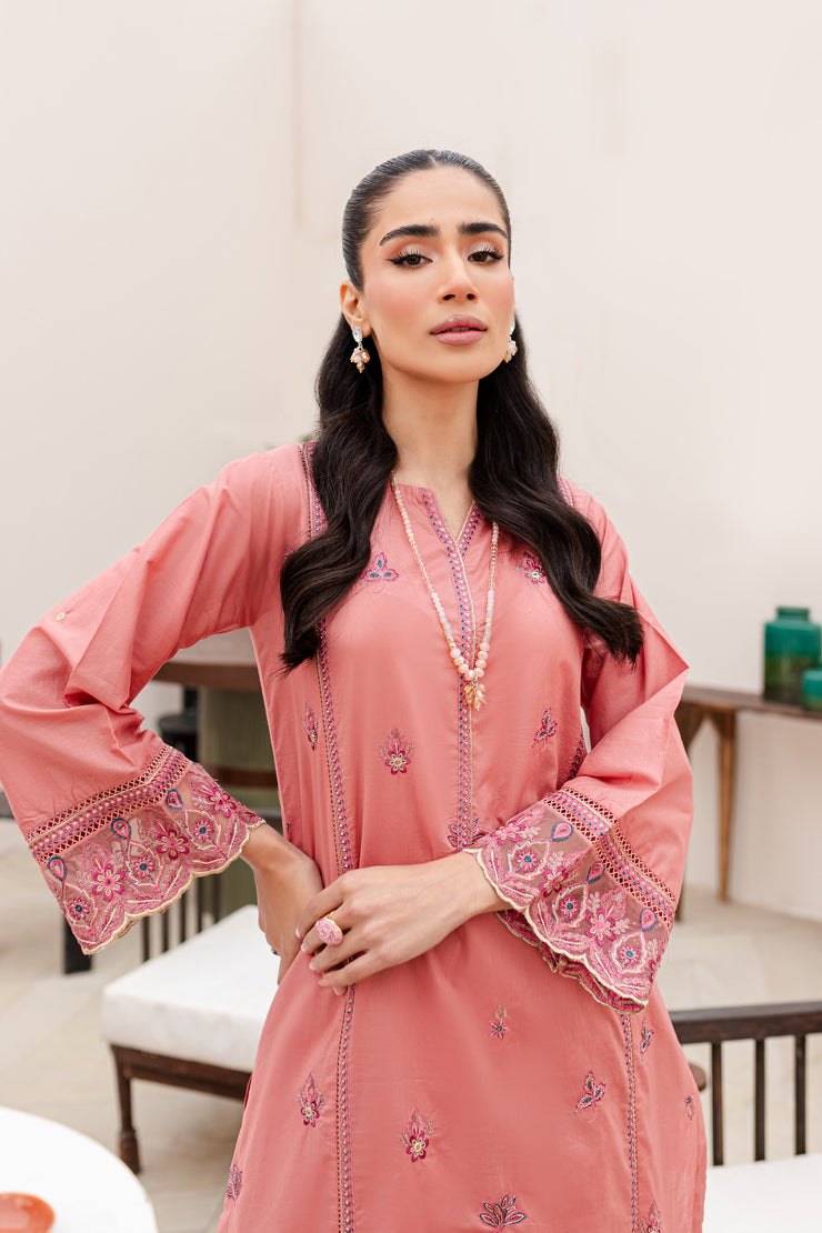 Candied Peach 2Pc - Embroidered Lawn Dress