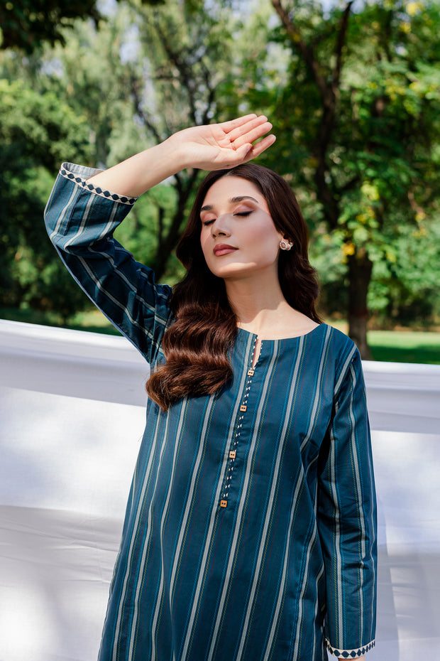 Blue Stripes 2Pc - Printed Cambric Dress