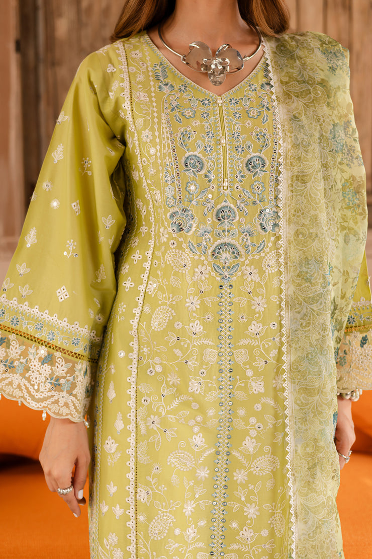 Apple August 3Pc - Embroidered Lawn Dress