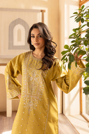 Rhea Lime 2Pc - Embroidered Karandi Dress