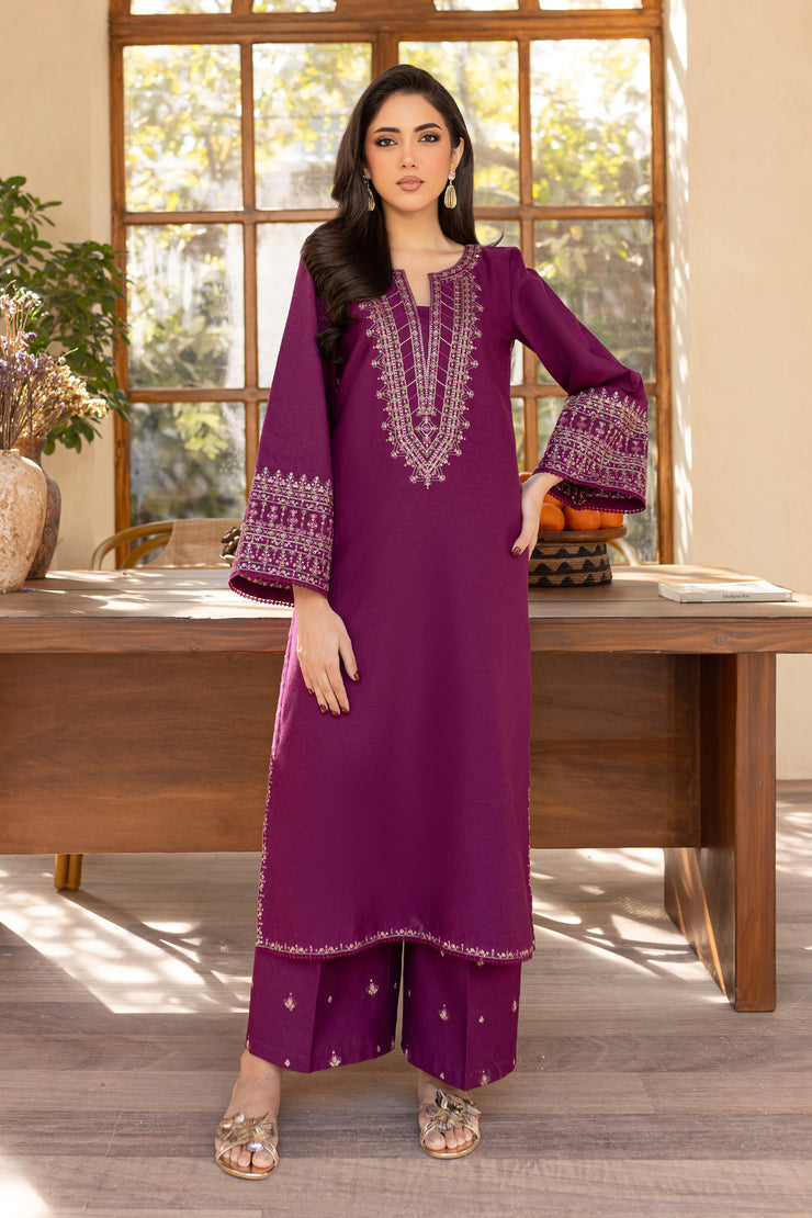 Vinho 2Pc - Embroidered Karandi Dress