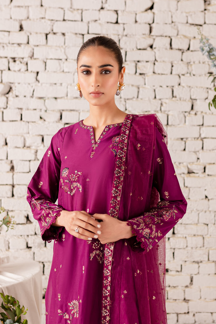 Merlot 3Pc - Embroidered Lawn Dress