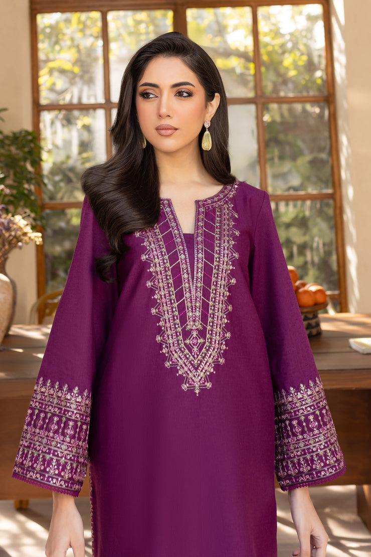 Vinho 2Pc - Embroidered Karandi Dress