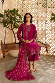 Uneza 3Pc - Embroidered Khaddar Dress