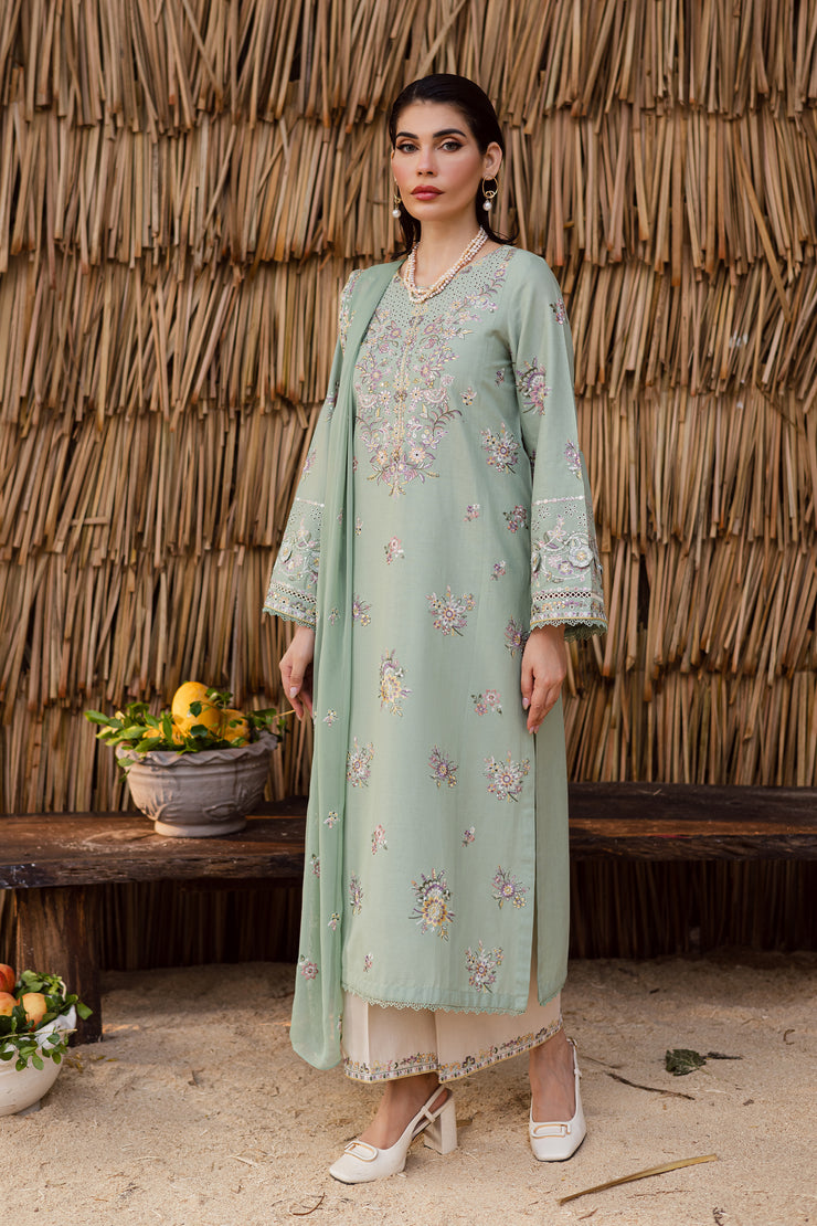 Brandon 3Pc - Embroidered Khaddar Dress