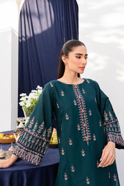 Navy 2Pc - Embroidered Lawn Dress