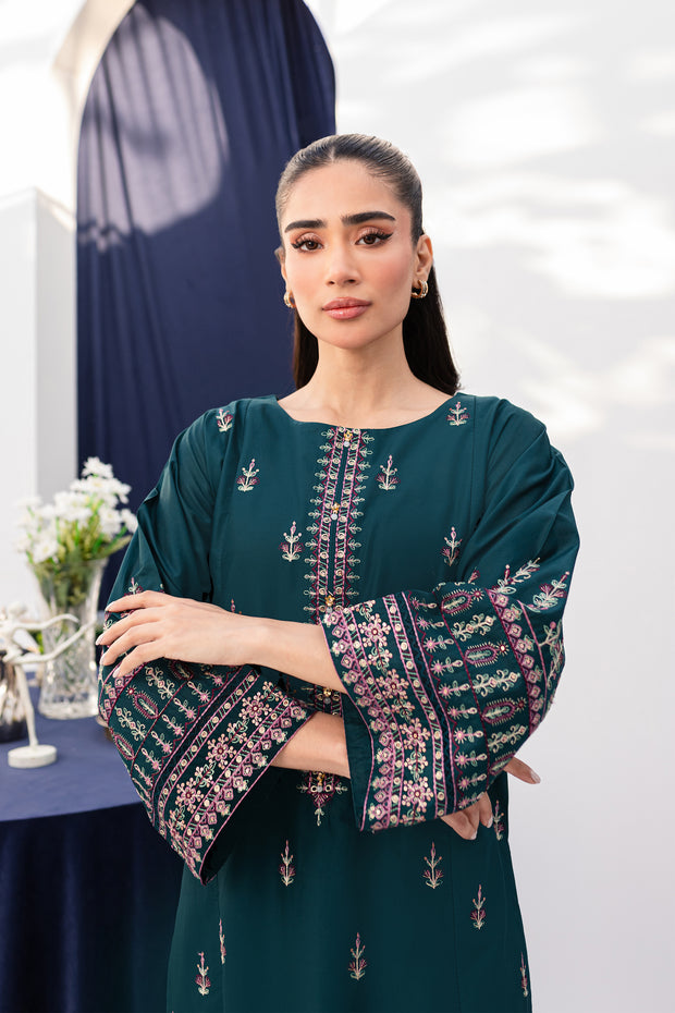 Navy 2Pc - Embroidered Lawn Dress