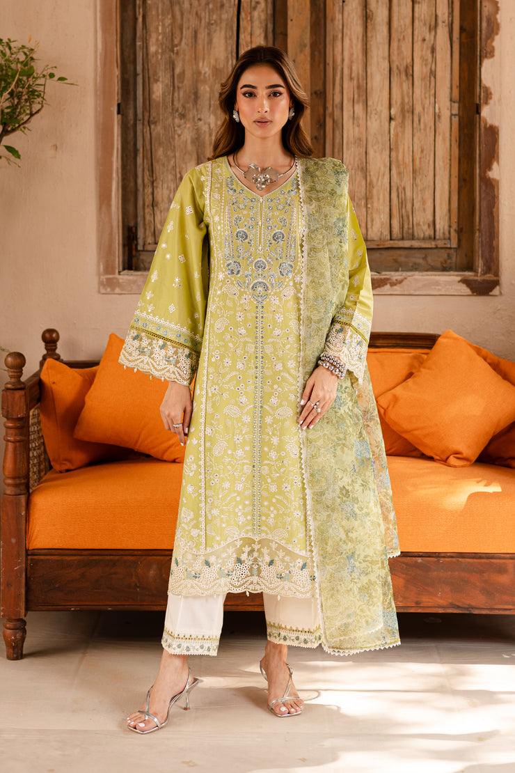 Apple August 3Pc - Embroidered Lawn Dress