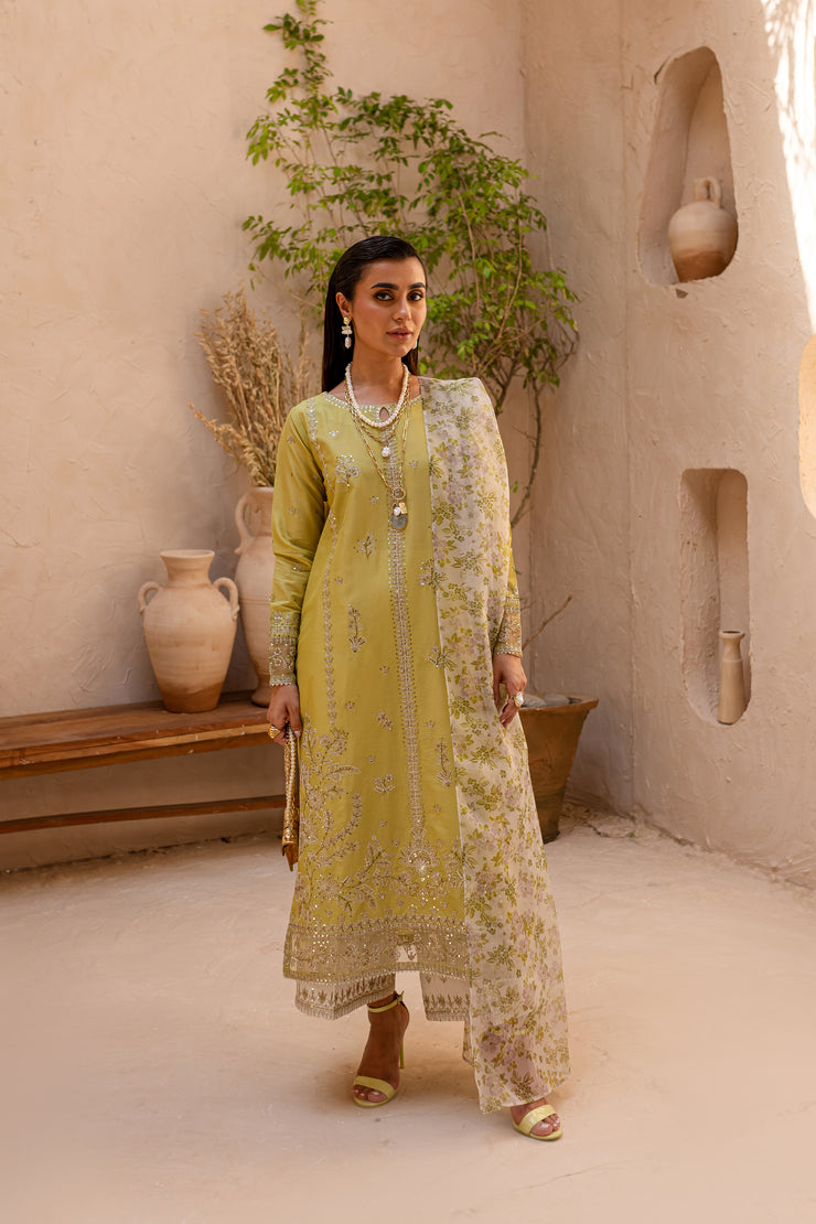 Green Naqsh 3Pc - Embroidered Luxe PRET