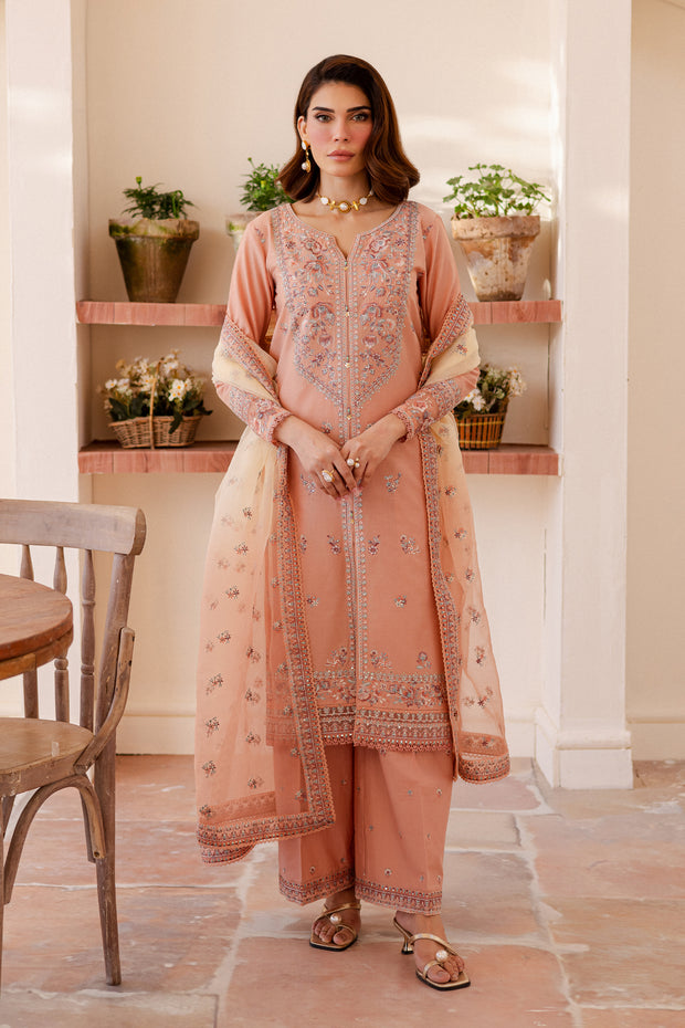 Peachie 3Pc - Embroidered Lawn Dress