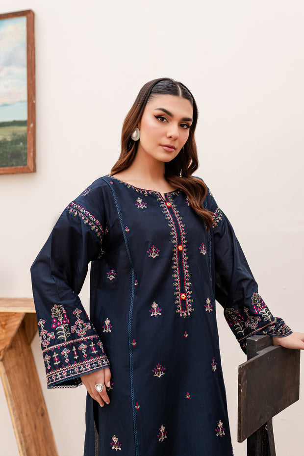 Blue Aster 2Pc - Embroidered Lawn Dress