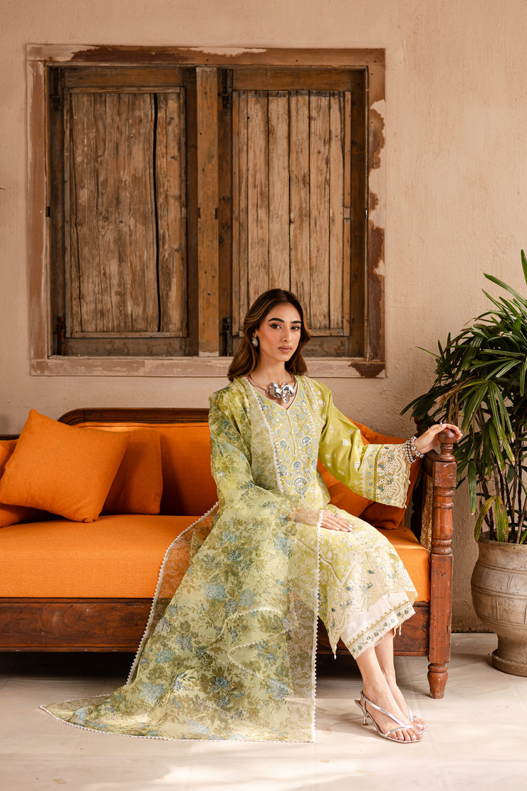 Apple August 3Pc - Embroidered Lawn Dress