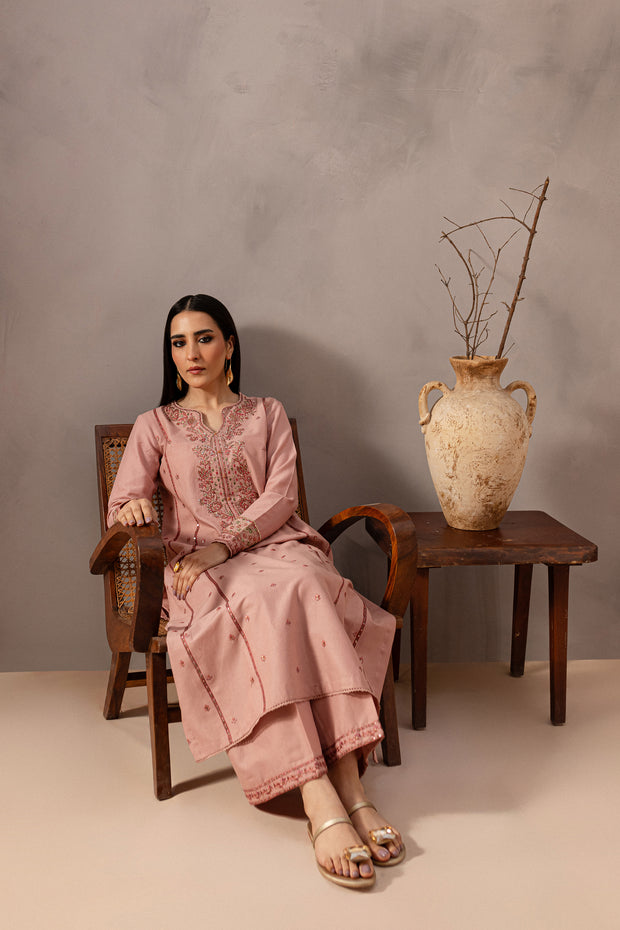 Flamingo 2Pc - Embroidered Khaddar Dress