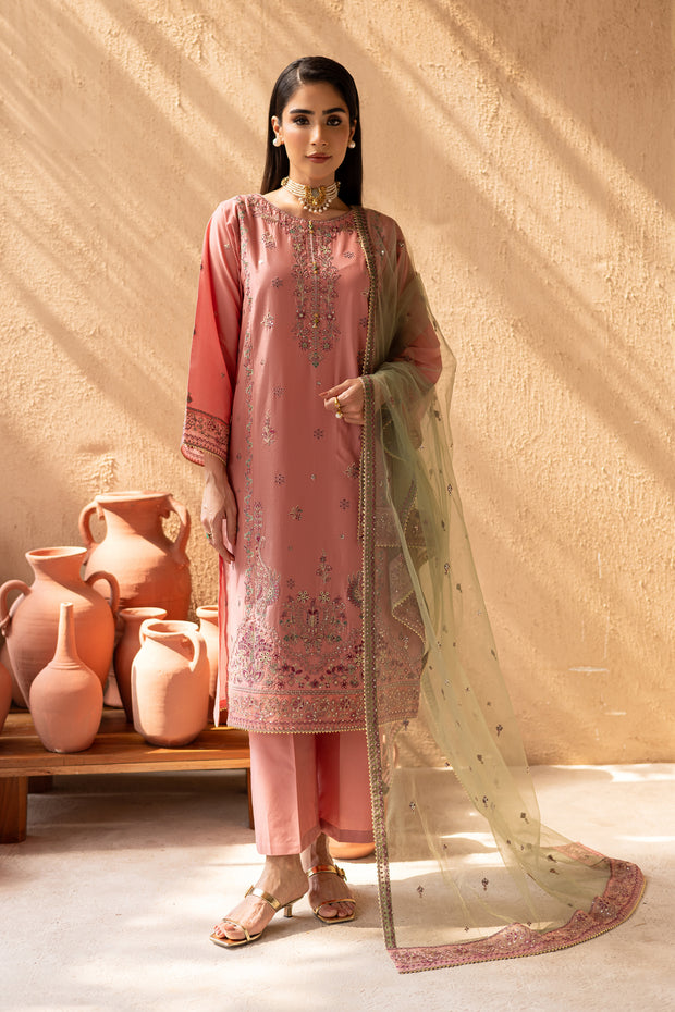 Anastasia 3Pc - Embroidered Solid Dress