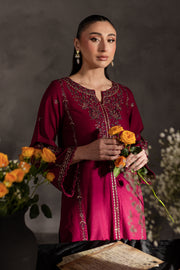 Maroon Rosewood 2Pc - Embroidered Khaddar dress