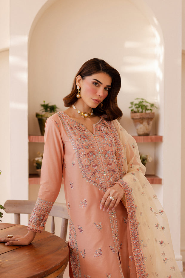 Peachie 3Pc - Embroidered Lawn Dress
