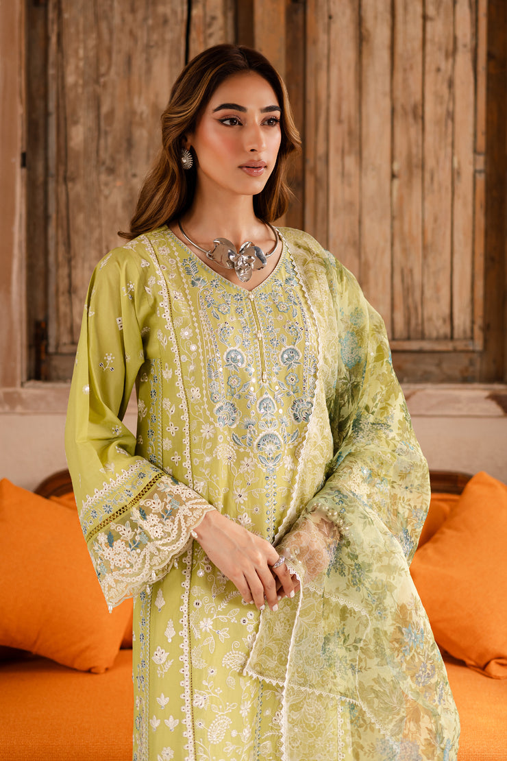 Apple August 3Pc - Embroidered Lawn Dress
