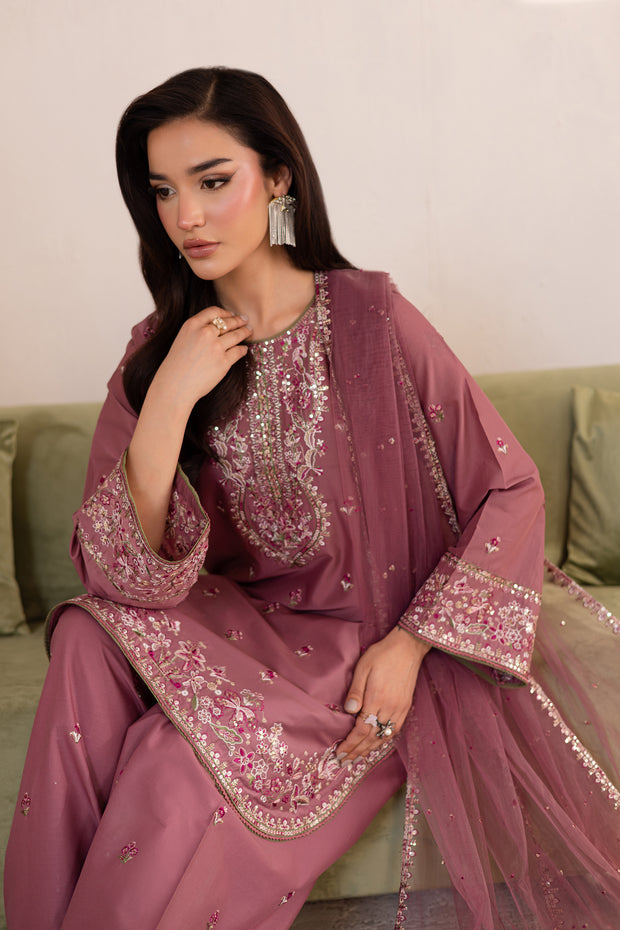 Ashlyn 3Pc - Embroidered Solid Dress