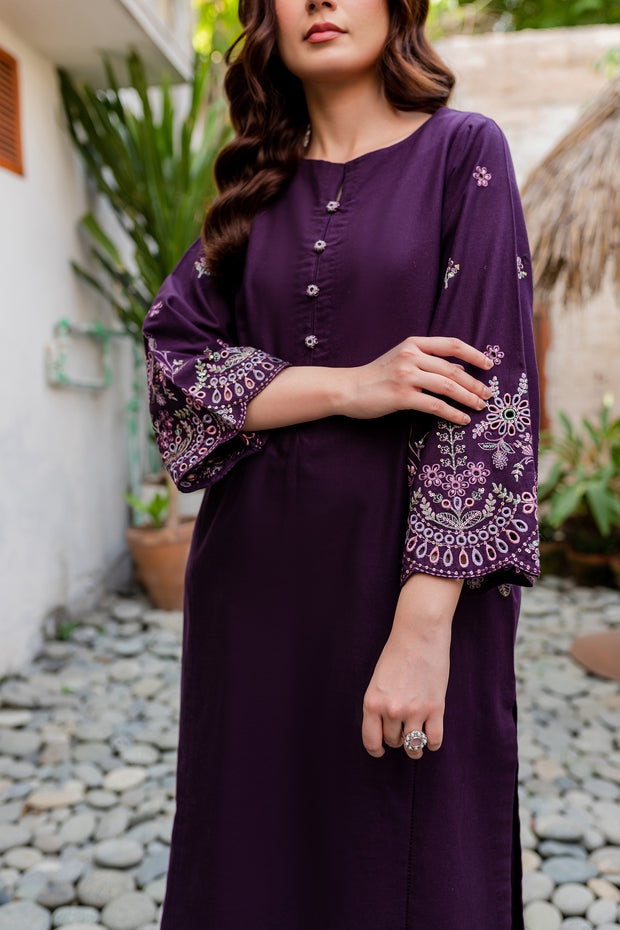 Midnight Sky 2Pc - Embroidered Khaddar Dress