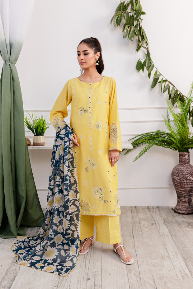Arela 3pc - Embroidered Lawn Dress