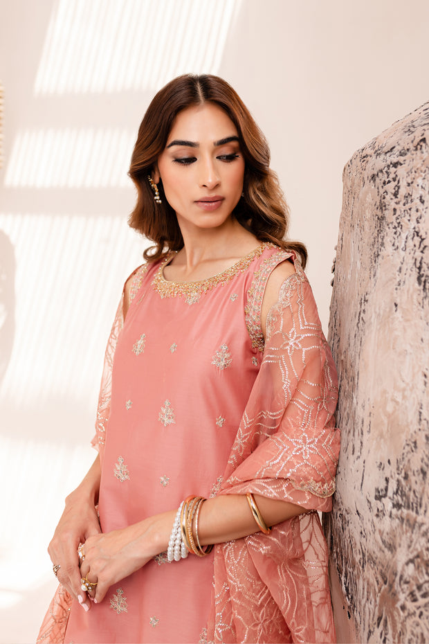 Pink Zerwish 3Pc - Embroidered Luxe PRET