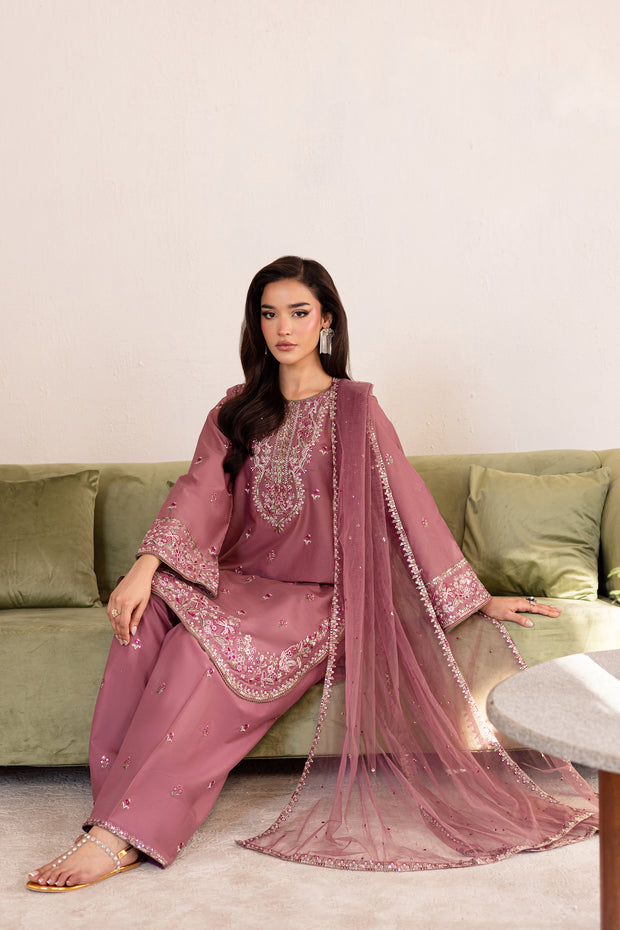Ashlyn 3Pc - Embroidered Solid Dress