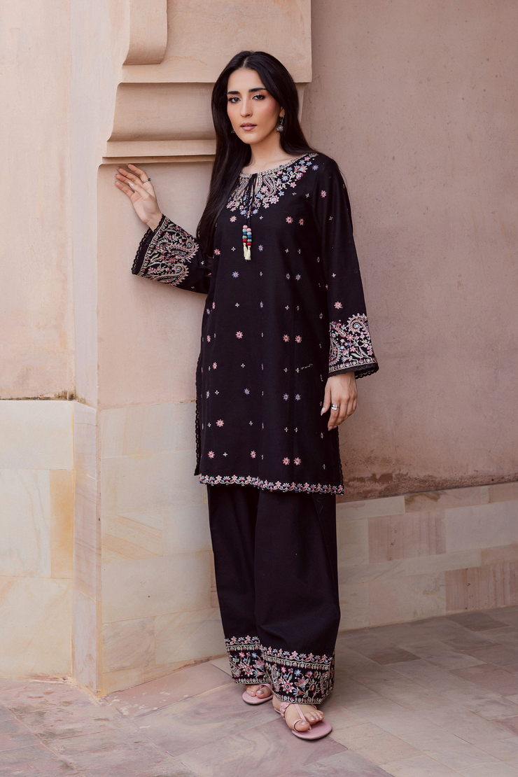 Riha 2Pc - Embroidered Khaddar Dress
