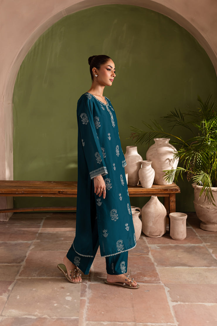 Aqua Beach 2Pc - Embroidered Lawn Dress